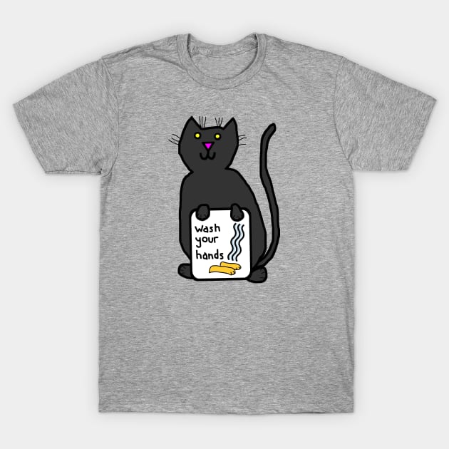 Cute Cats say Wash Your Hands Sign T-Shirt by ellenhenryart